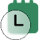 Ένα λευκό ρολόι με ένα πράσινο ημερολόγιο στο πίσω μέρος