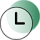 Ένας πράσινος κύκλος με ένα λευκό ρολόι πάνω του