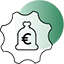 A logo of a bag with a euro sign