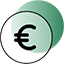 σύμβολο του ευρώ σε έναν κύκλο
