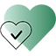 Μια πράσινη καρδιά στο πίσω μέρος και μια λευκή καρδιά με ένα tick μπροστά